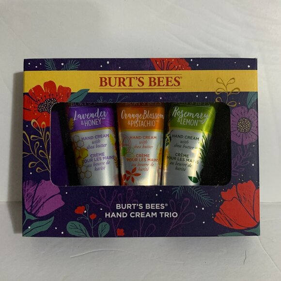 Burt's Bees Hand Cream Trio Gift Box Set Lavender Orange Blossom Rosemary Lemon - Picture 1 of 6